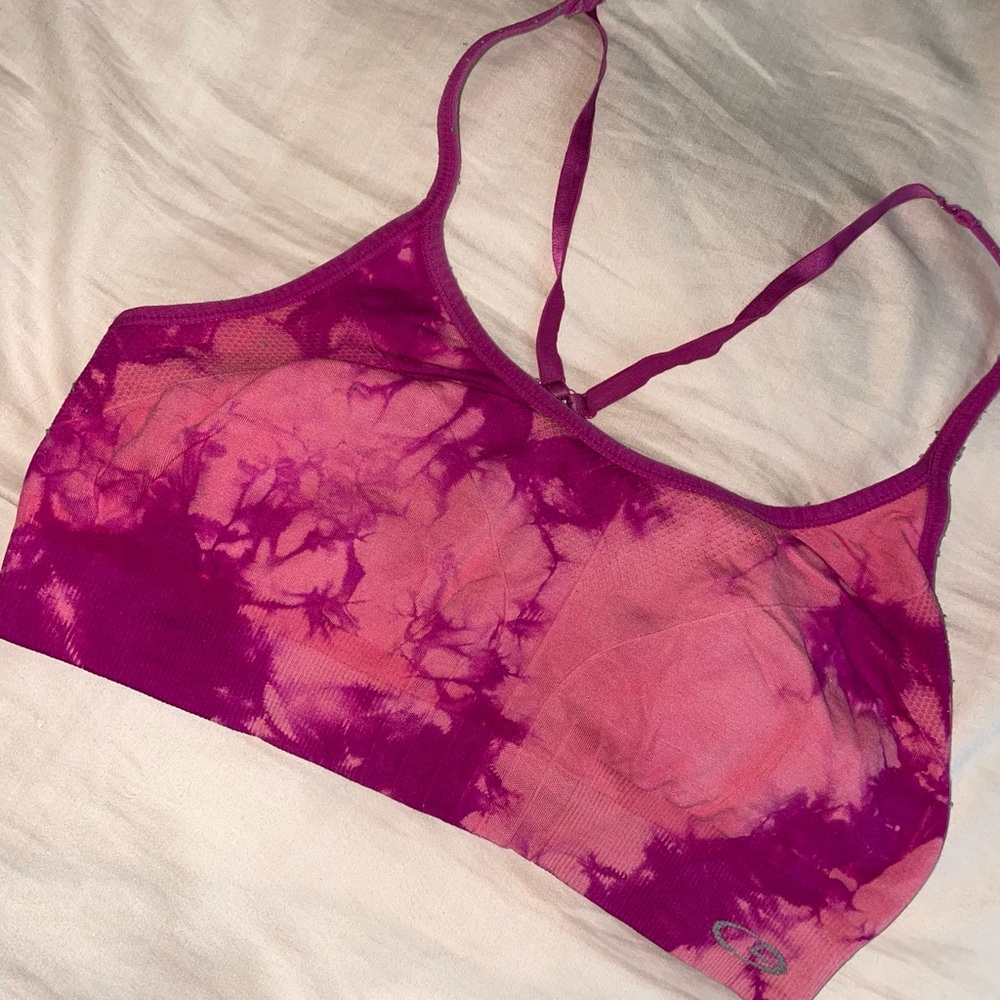 pink tye dye sports bra